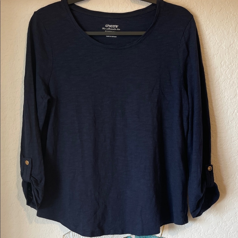 Chico's Navy Long Sleeve Top